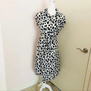 bar lll short sleeve shirt midi dress white/blue size M